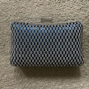 NEW Evening Crystal Beaded Clutch Blue